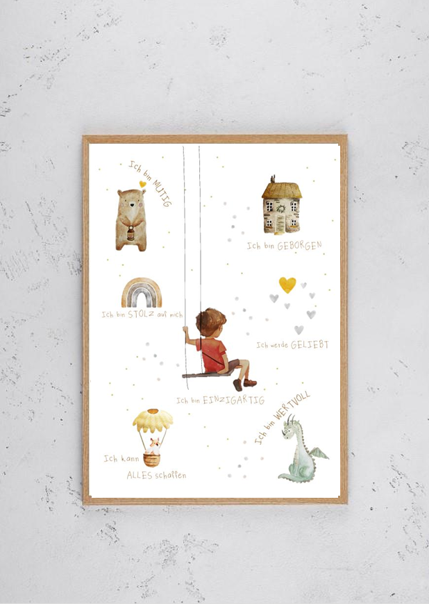 Kinderzimmer Poster DIN A4 - Affirmationen Junge