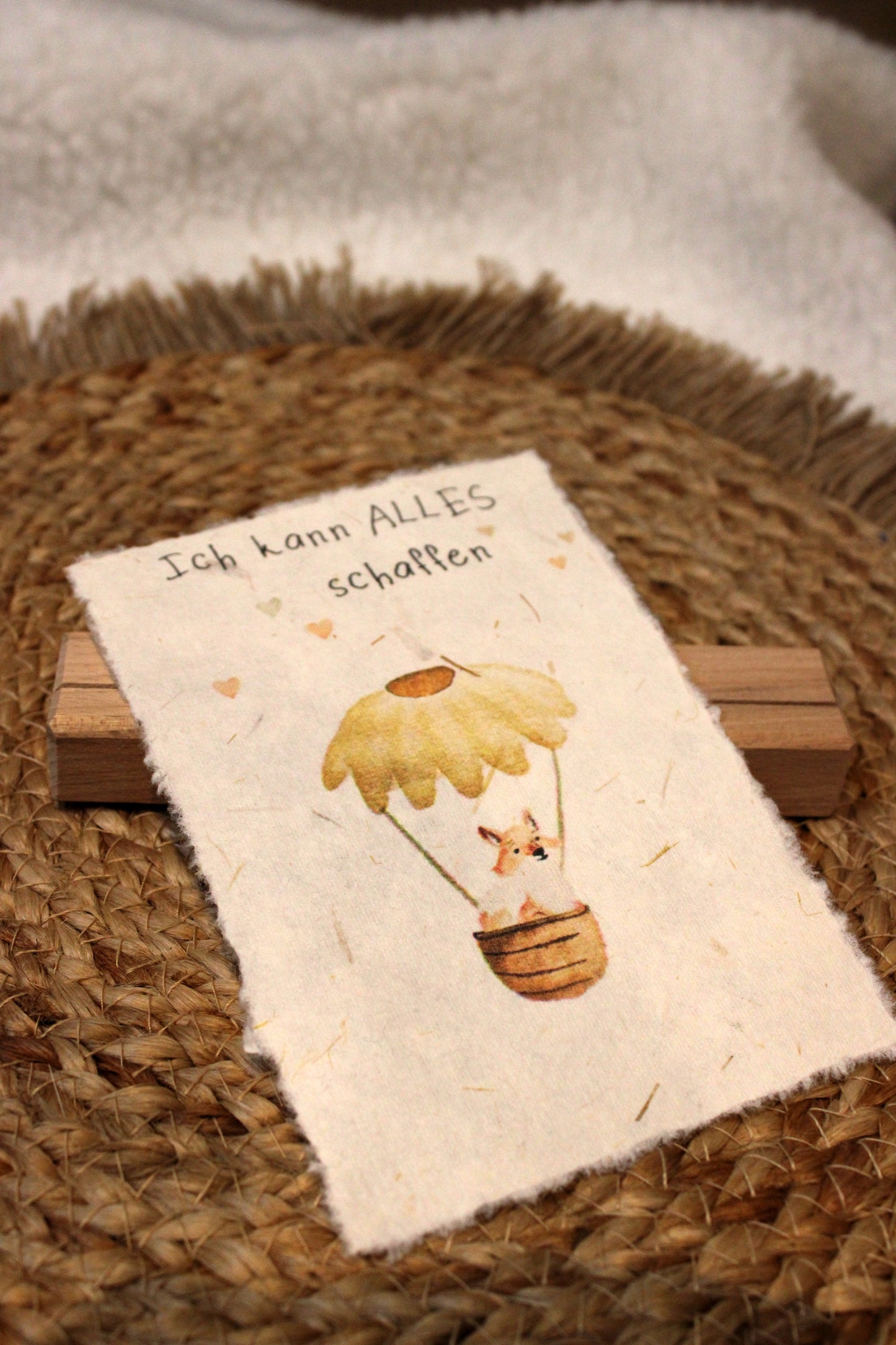 Büttenpapier Karte - Blumenballon