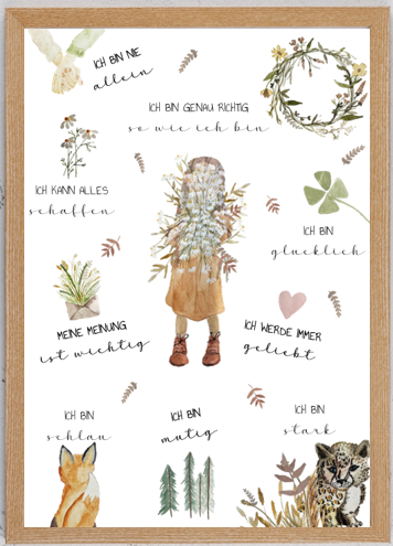 Kinderzimmer Poster DIN A3 - Blumenmädchen