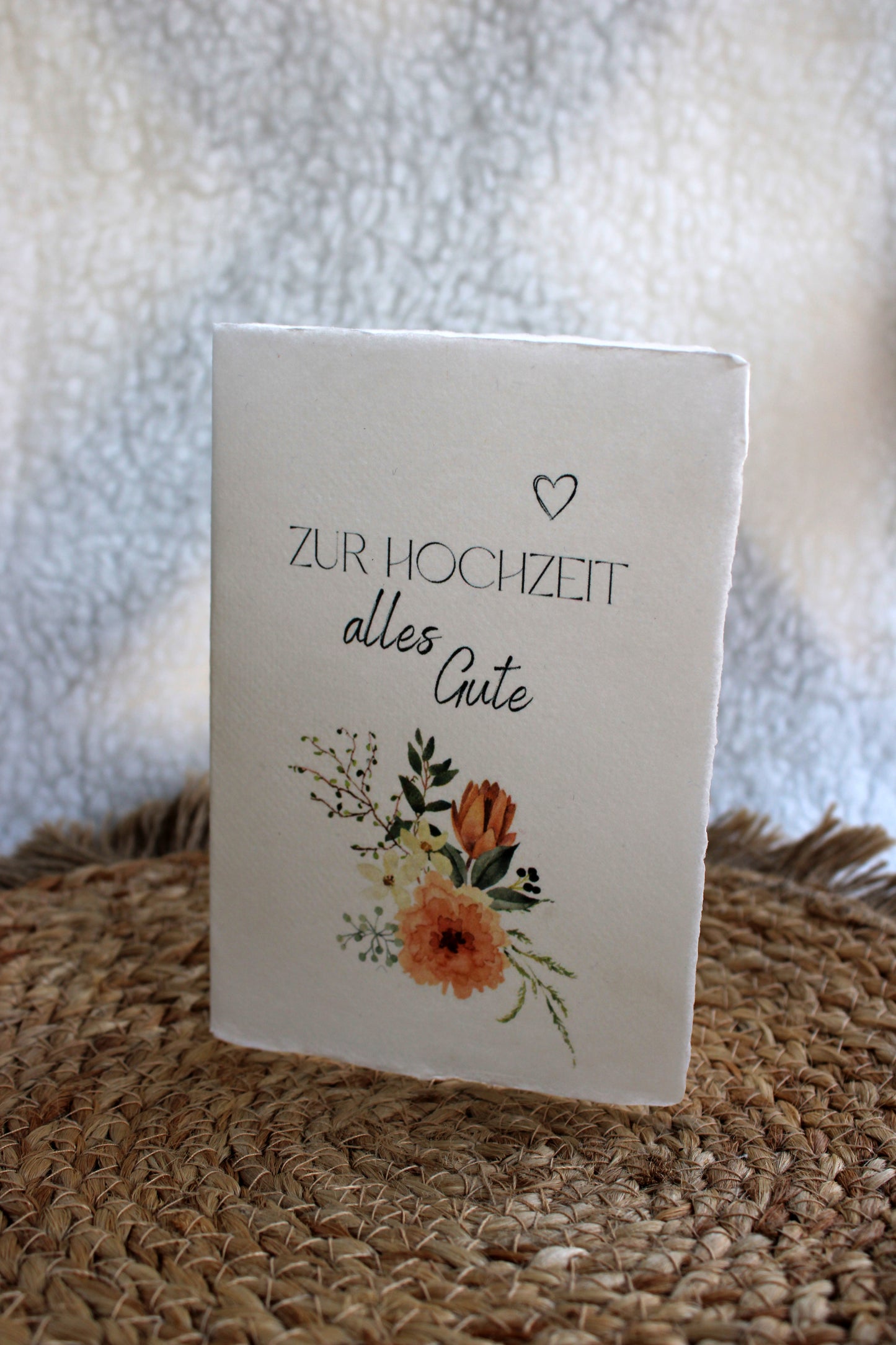 Faltkarte auf Büttenpapier zur Hochzeit - Blumen