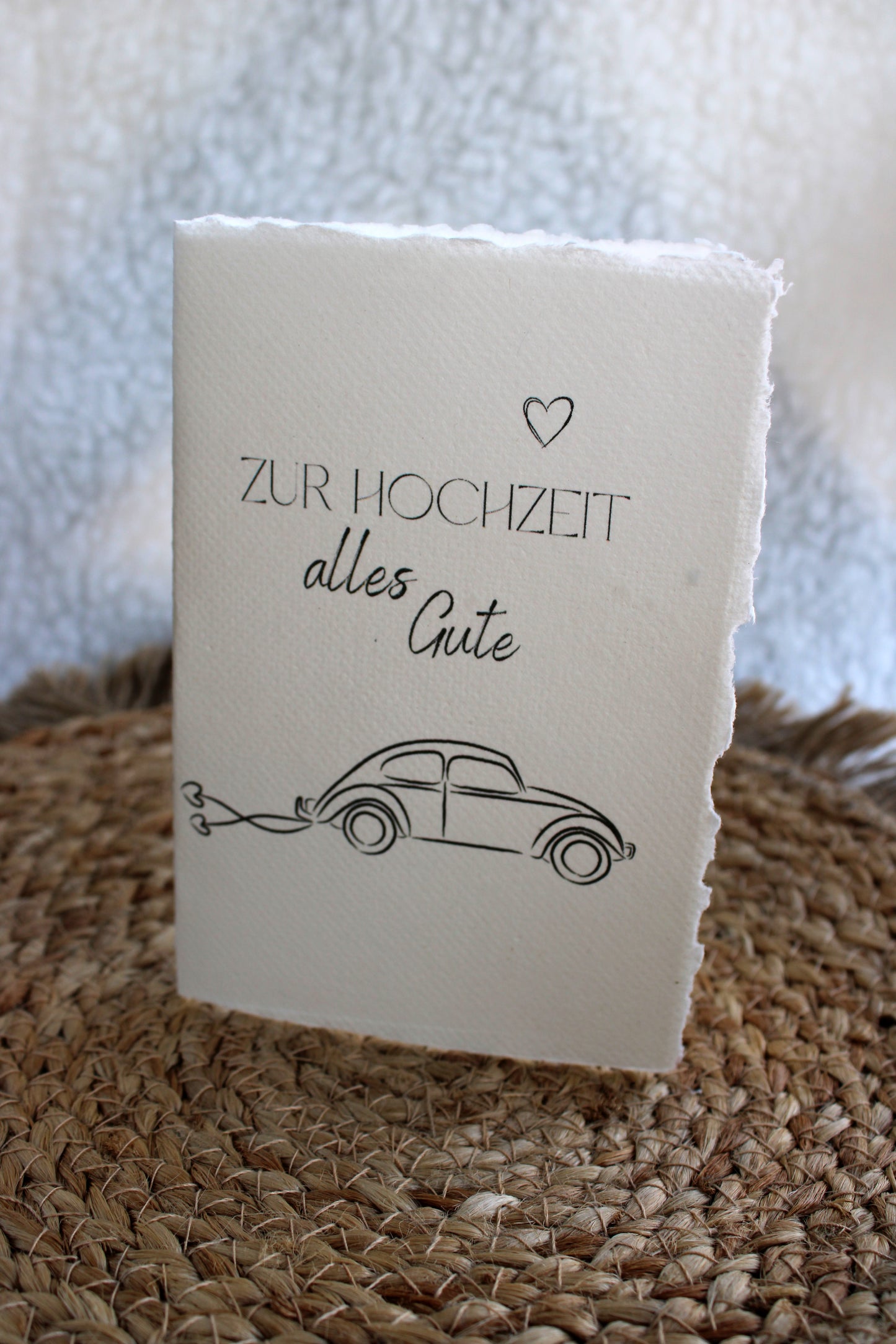 Faltkarte auf Büttenpapier zur Hochzeit - Auto