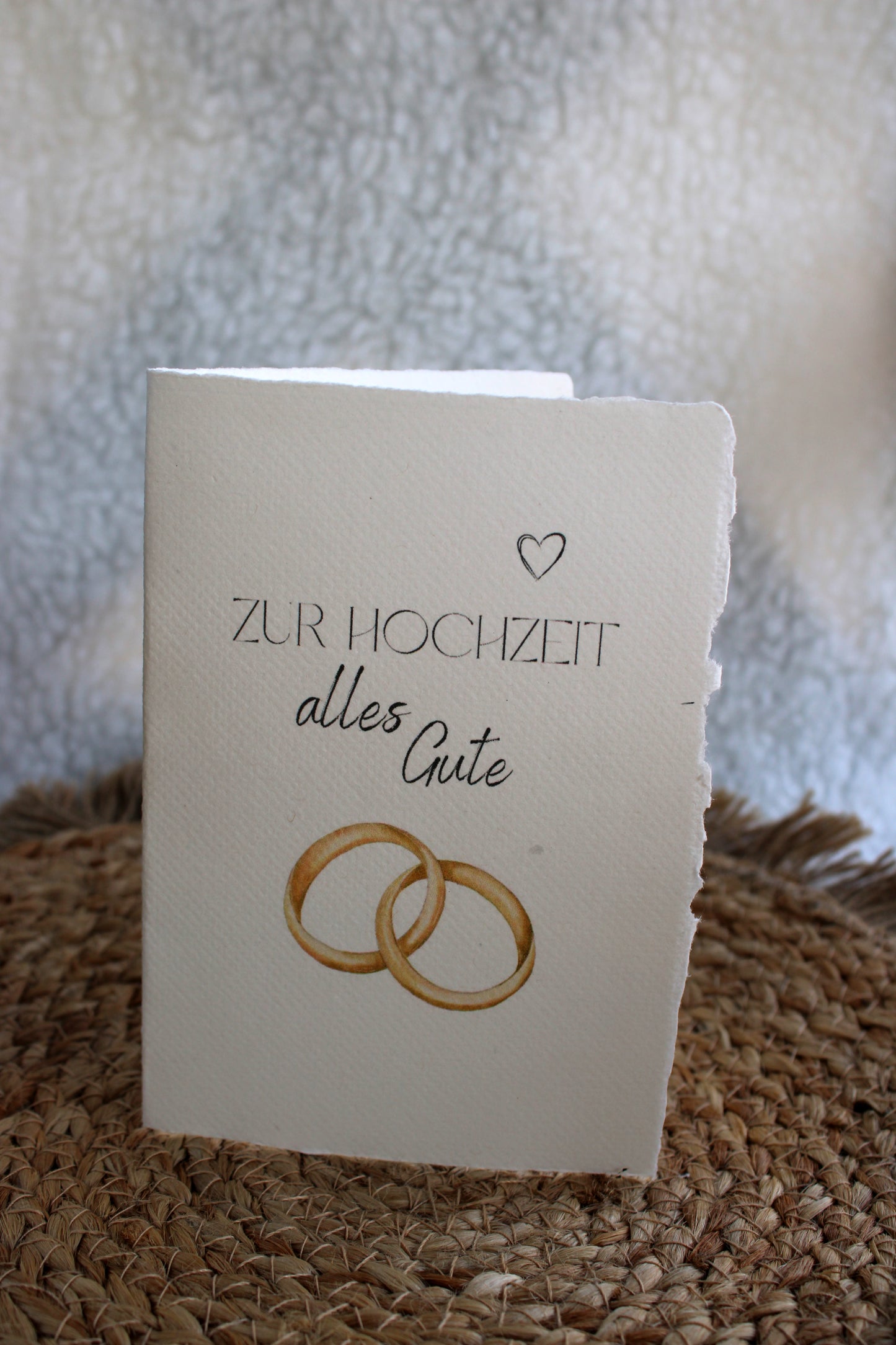 Faltkarte auf Büttenpapier zur Hochzeit - Ringe