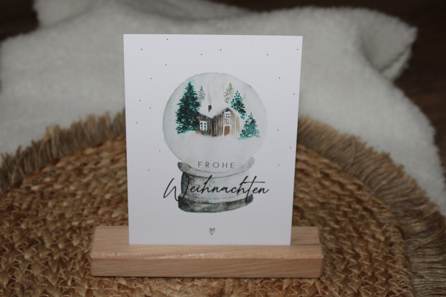 Weihnachtspostkarte - Schneekugel
