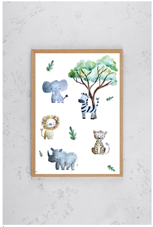 Kinderzimmer Poster DIN A4 - Safari