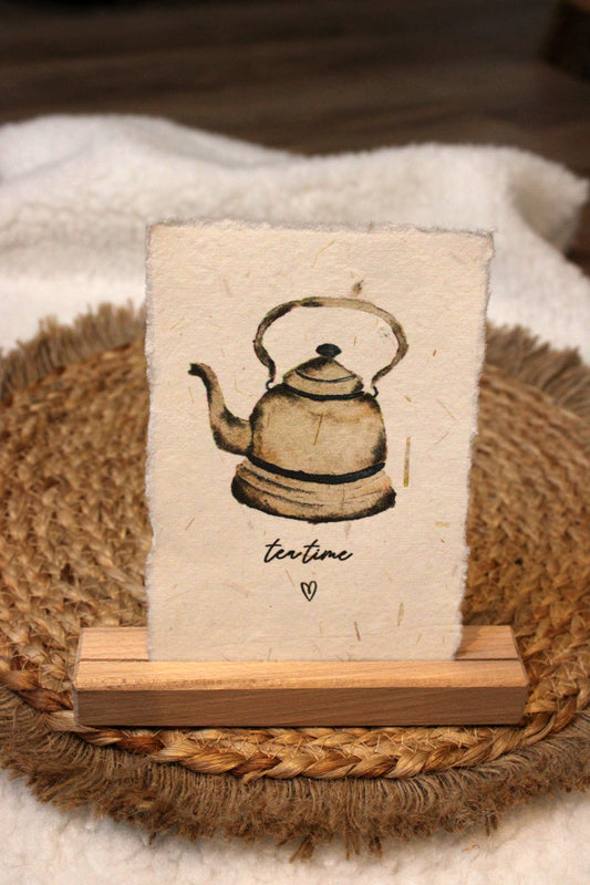 Büttenpapier Karte - Teekanne