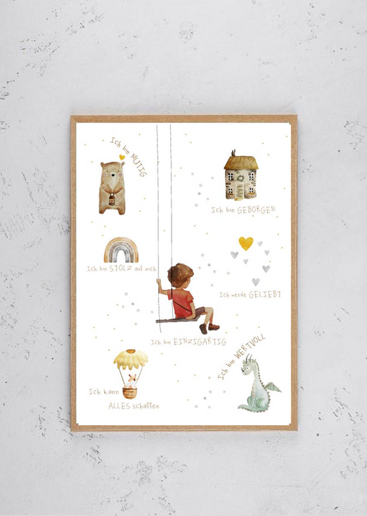 Kinderzimmer Poster DIN A4 - Affirmationen Junge