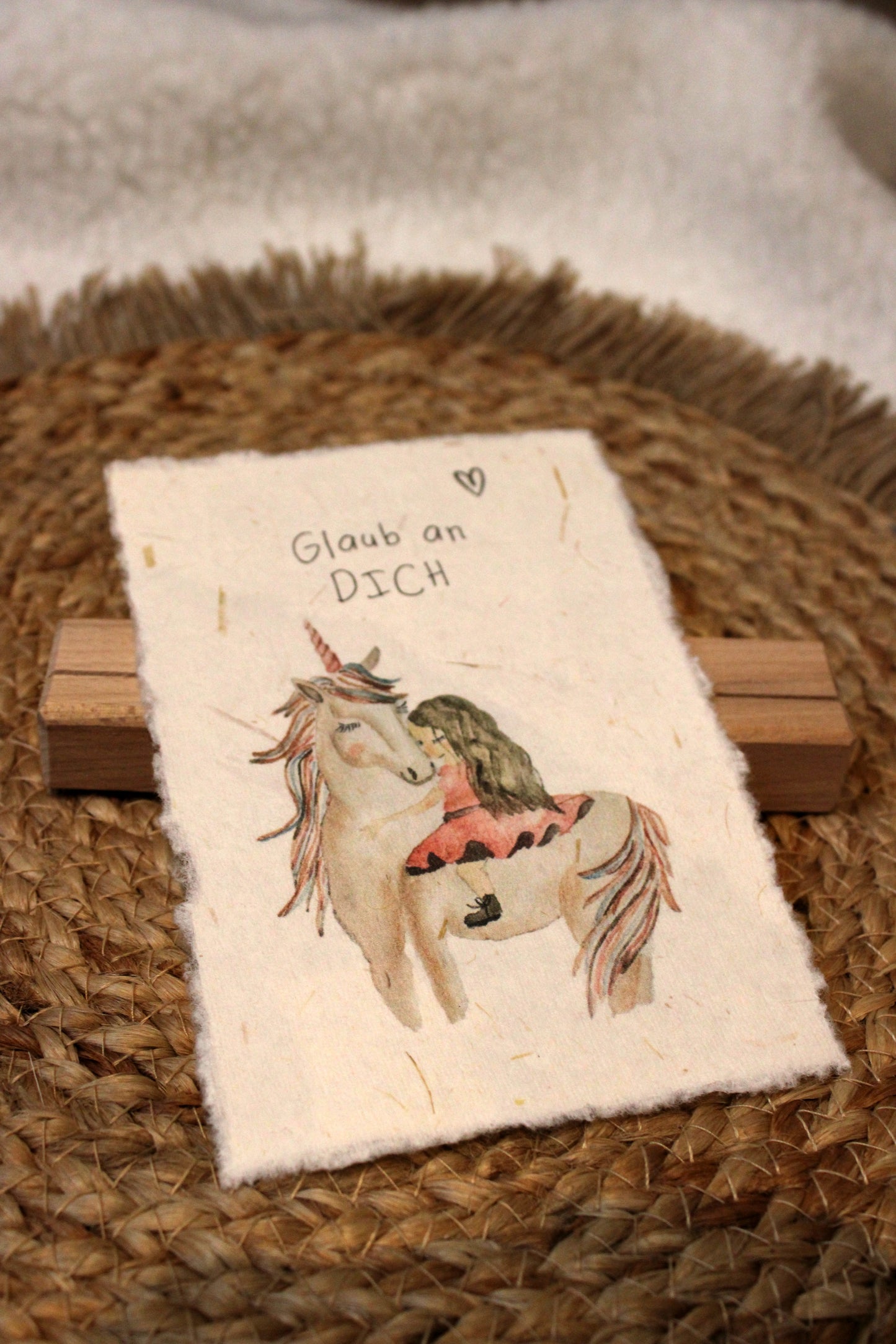 Büttenpapier Karte - Einhorn