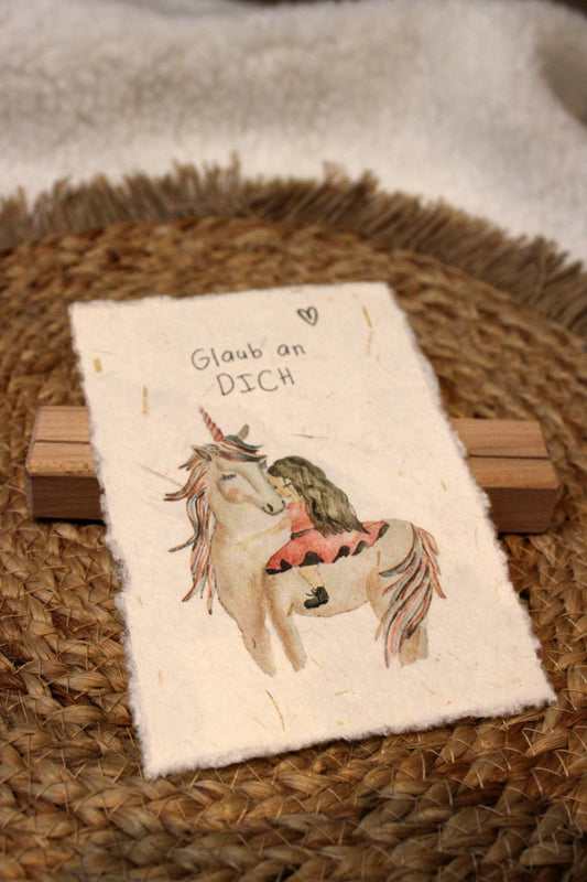 Büttenpapier Karte - Einhorn