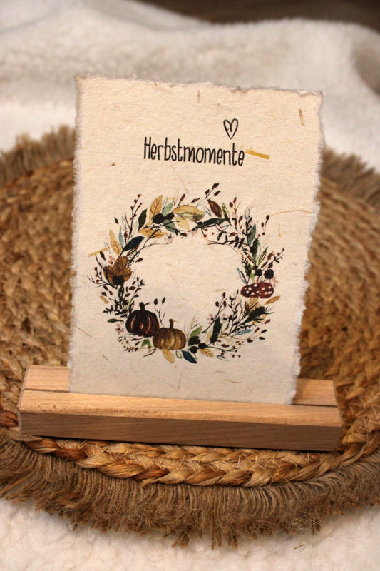 Büttenpapier Karte - Herbstkranz