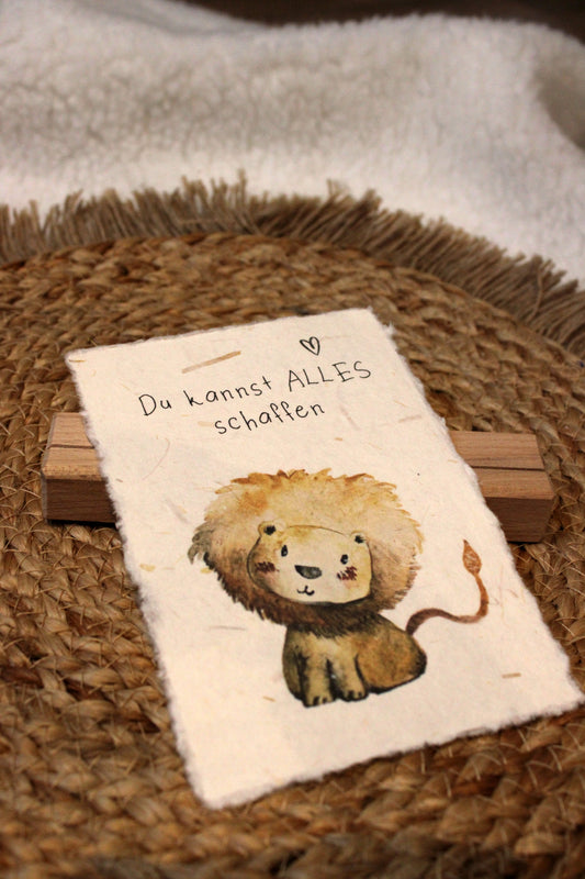 Büttenpapier Karte - Löwe