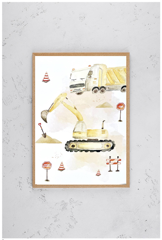 Kinderzimmer Poster DIN A4 - Baustelle