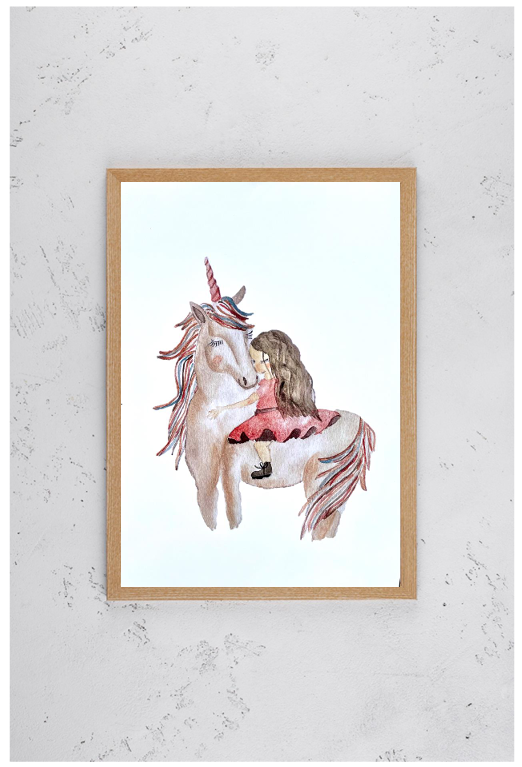 Kinderzimmer Poster DIN A4 - Einhorn