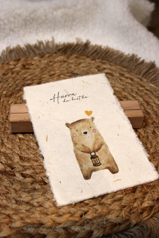 Büttenpapier Karte - Bär