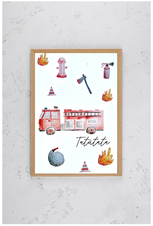 Kinderzimmer Poster DIN A4 - Feuerwehr