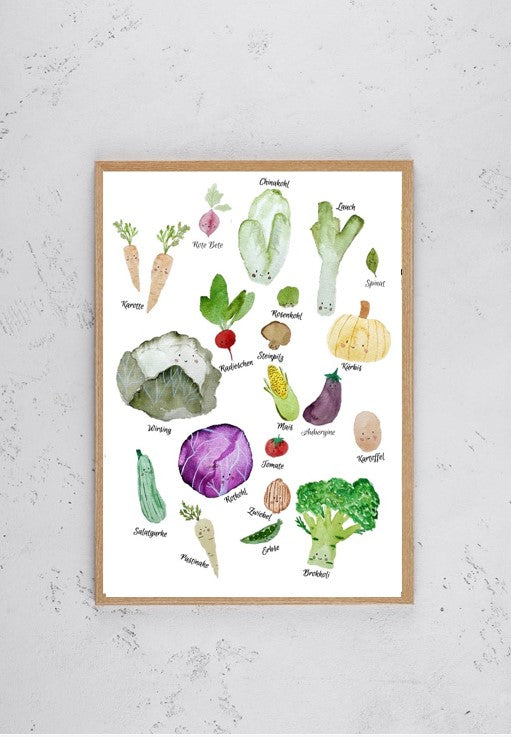 Kinderzimmer Poster DIN A4 - Gemüse
