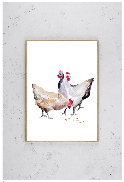 Kinderzimmer Poster DIN A4 - Hühner