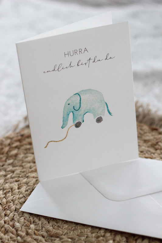 Faltkarte zur Geburt - Elefant