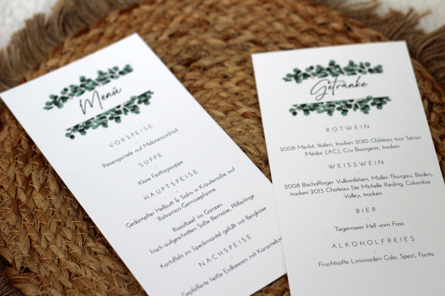 Hochzeits Papeterie - Tisch & Menükarten