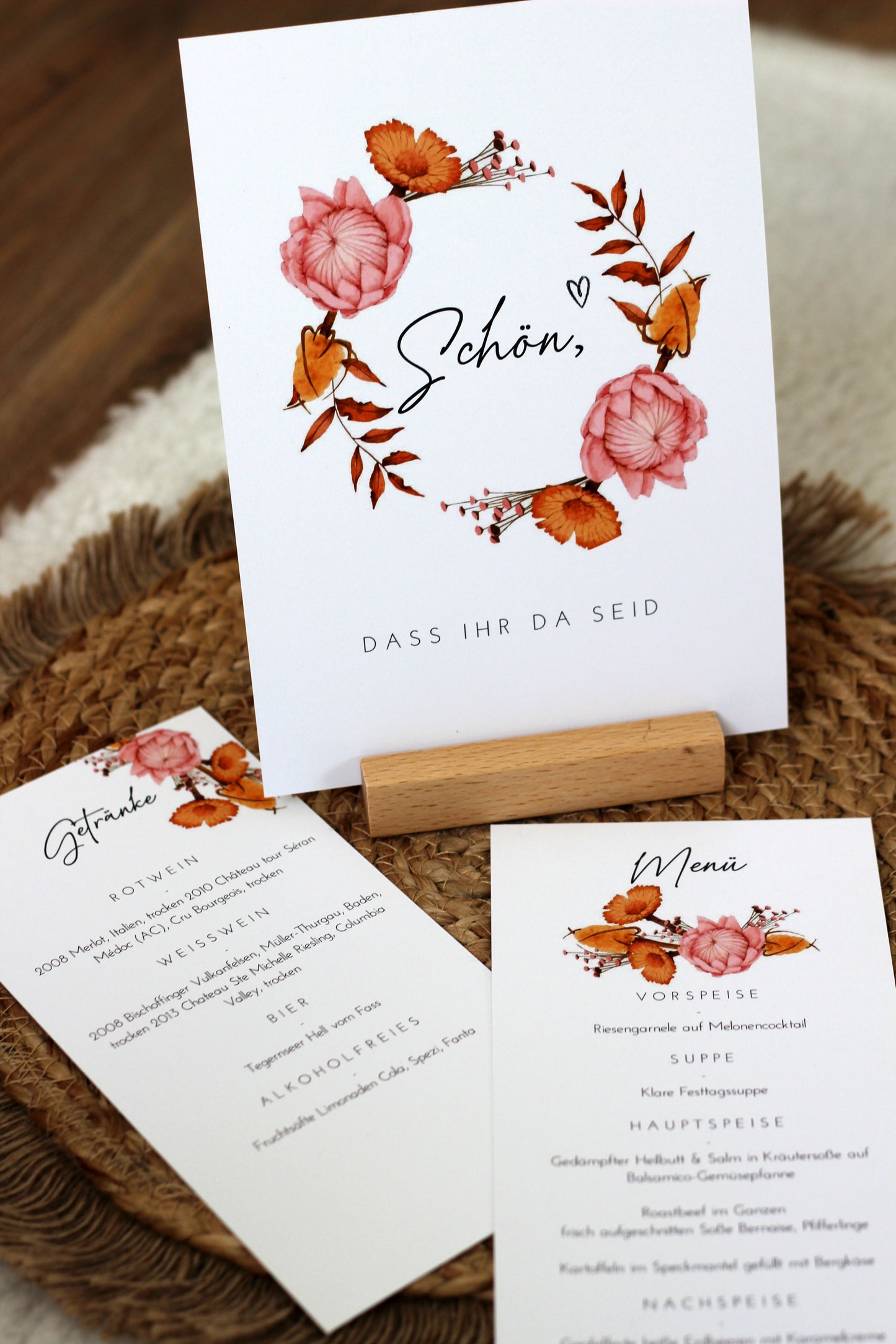 Hochzeits Papeterie - Tisch & Menükarten