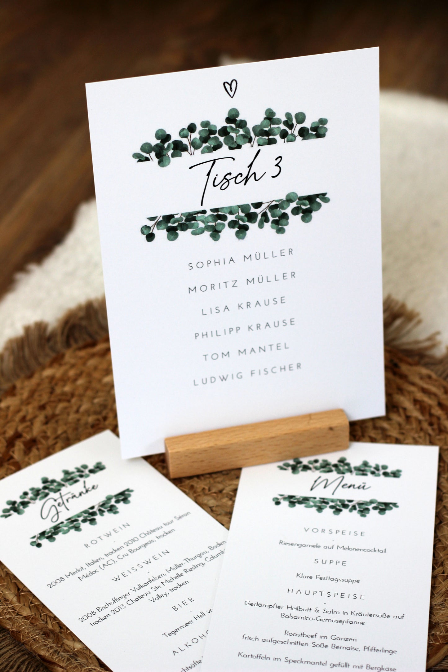 Hochzeits Papeterie - Tisch & Menükarten