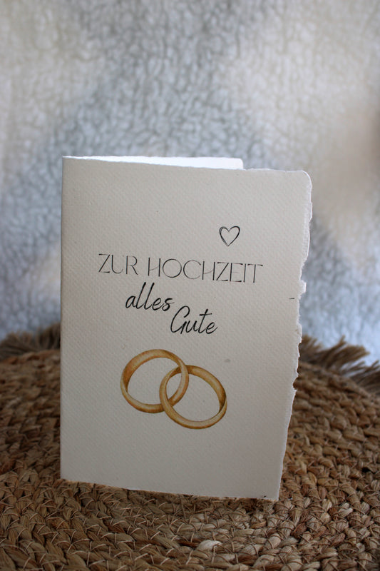 Faltkarte auf Büttenpapier zur Hochzeit - Ringe