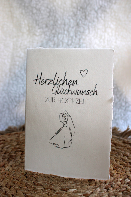 Faltkarte auf Büttenpapier zur Hochzeit - tanzendes Brautpaar