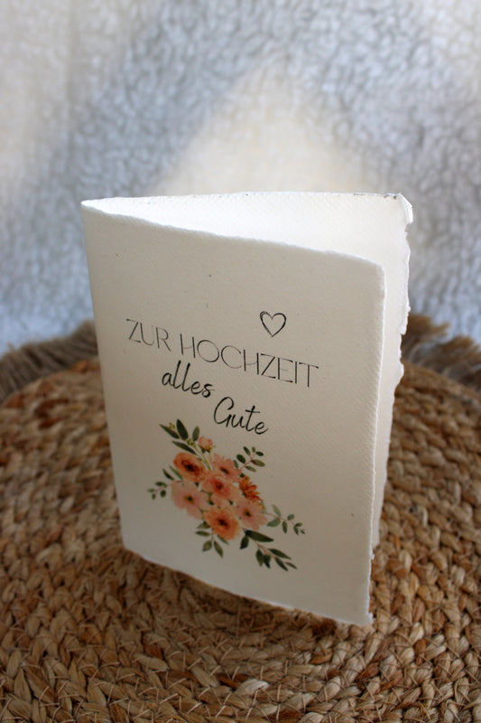 Faltkarte auf Büttenpapier zur Hochzeit - Blumenstrauß