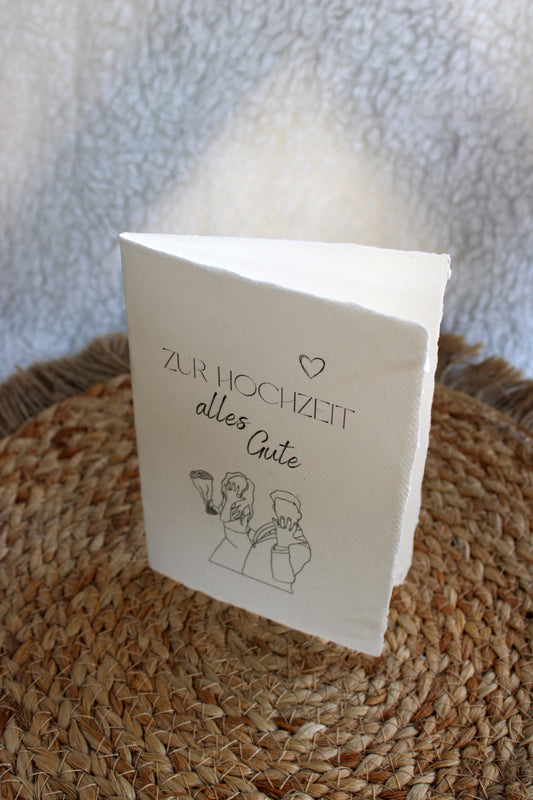 Faltkarte auf Büttenpapier zur Hochzeit - Brautpaar