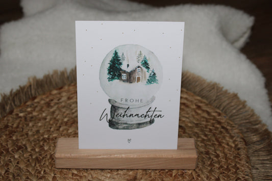 Weihnachtspostkarte - Schneekugel