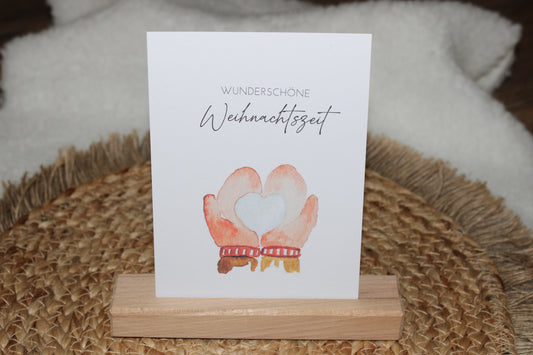 Weihnachtspostkarte - Handschuhe