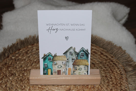 Weihnachtspostkarte - Häuser