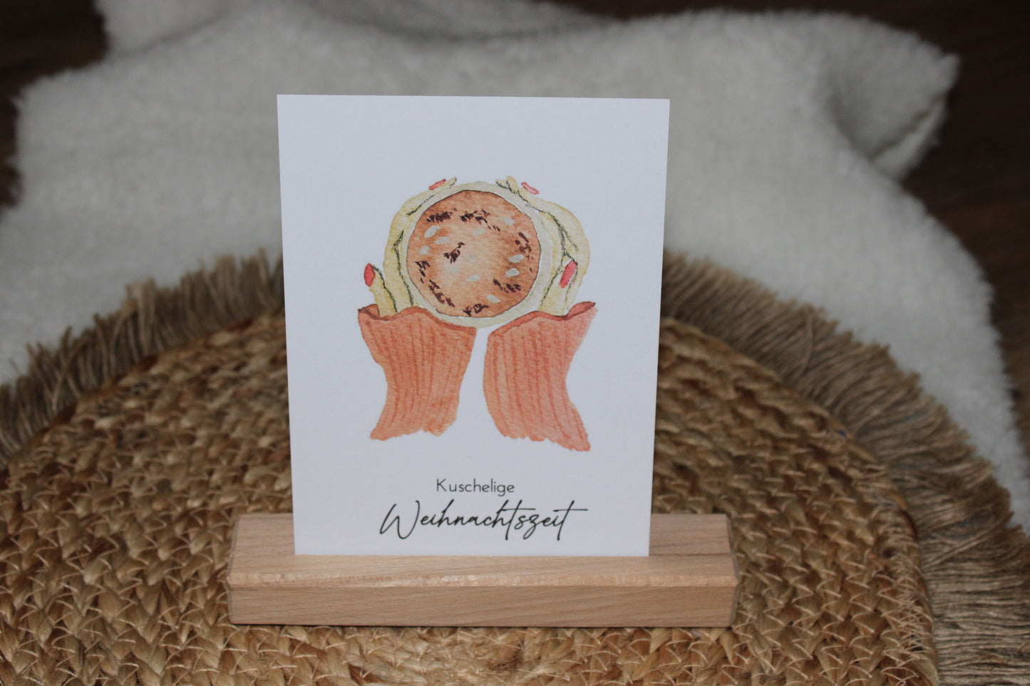 Weihnachtspostkarte - heiße Schokolade